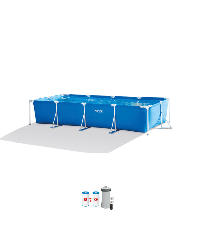 Rectangular Frame Above Ground Pool Set w/ Filter Pump - 14'9¼" x 7'2" x 33"