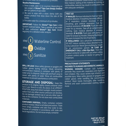 Sirona Spa Care Simply Oxidizer 1 Quart
