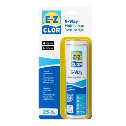 E-Z Clor 5-Way Pool Test Strips 25 Count | Water Testing Kit | QueBuy