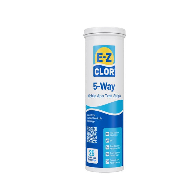 E-Z Clor 5-Way Pool Test Strips 25 Count | Water Testing Kit | QueBuy